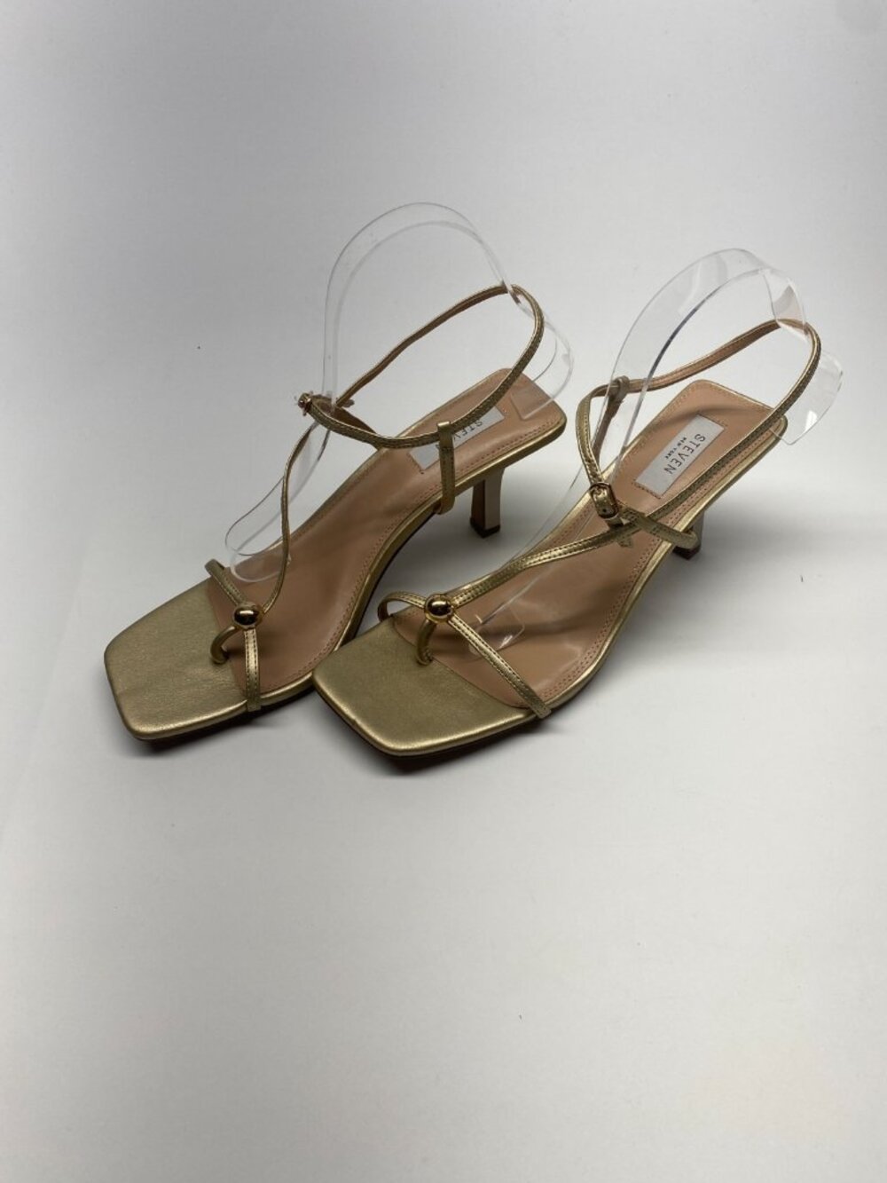 Steven New York Women's Gold Strap Tamila Heel Sandal Sz 10